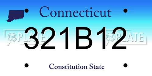 321B12 Connecticut License Plate