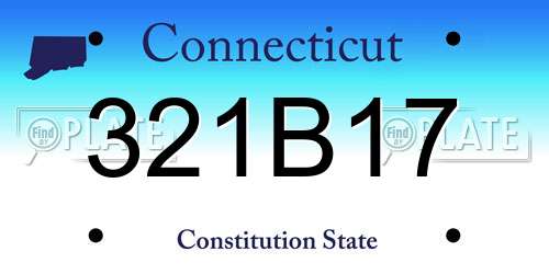 321B17 Connecticut License Plate