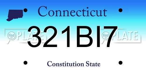 321BI7 Connecticut License Plate