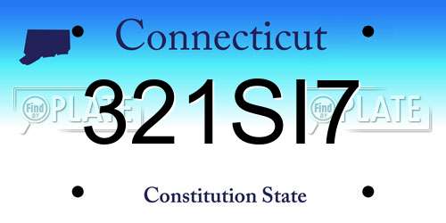 321SI7 Connecticut License Plate