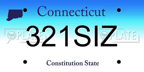 321SIZ Connecticut License Plate