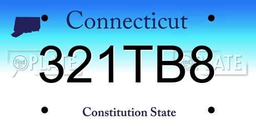 321TB8 Connecticut License Plate
