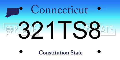 321TS8 Connecticut License Plate