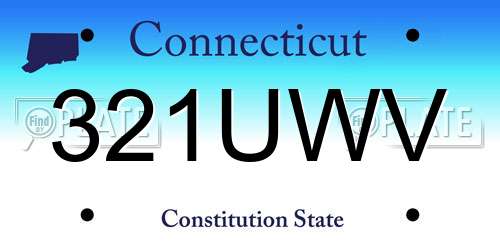 321UWV Connecticut License Plate