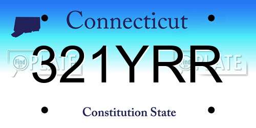 321YRR Connecticut License Plate