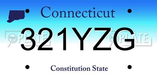 321YZG Connecticut License Plate