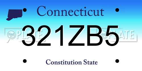 321ZB5 Connecticut License Plate