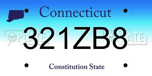 321ZB8 Connecticut License Plate