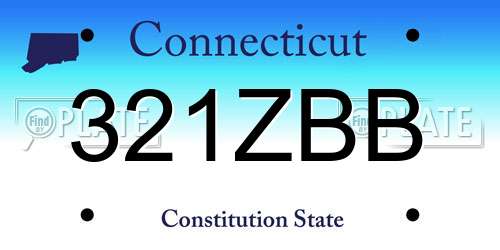 321ZBB Connecticut License Plate