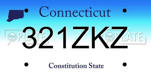 321ZKZ Connecticut License Plate
