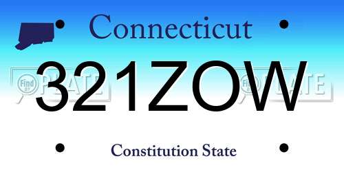 321ZOW Connecticut License Plate