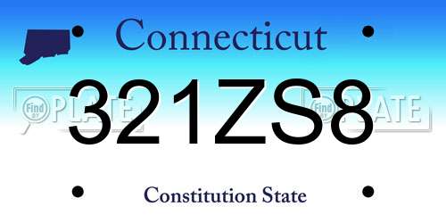 321ZS8 Connecticut License Plate