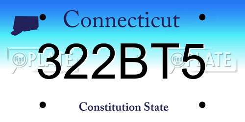 322BT5 Connecticut License Plate