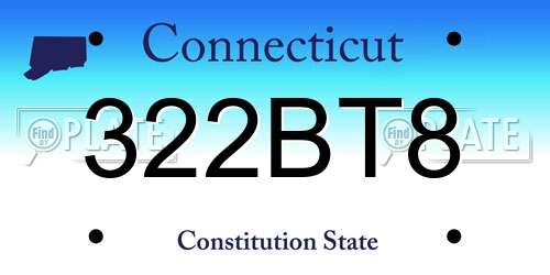 322BT8 Connecticut License Plate