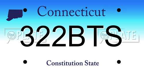 322BTS Connecticut License Plate