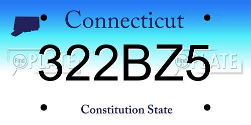322BZ5 Connecticut License Plate