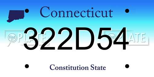 322D54 Connecticut License Plate