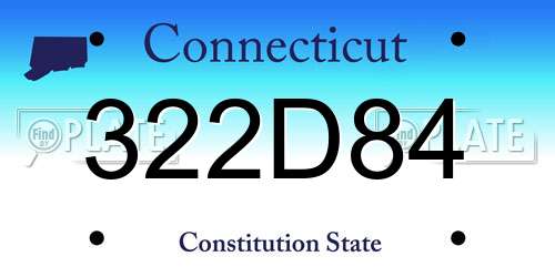 322D84 Connecticut License Plate