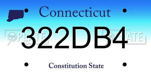 322DB4 Connecticut License Plate