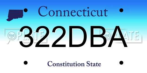 322DBA Connecticut License Plate