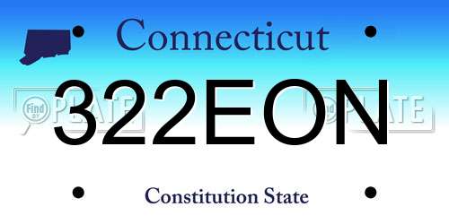 322EON Connecticut License Plate
