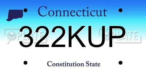 322KUP Connecticut License Plate