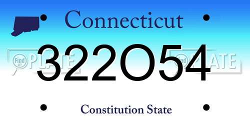 322O54 Connecticut License Plate