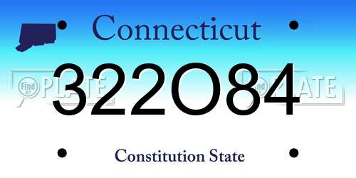 322O84 Connecticut License Plate