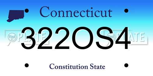 322OS4 Connecticut License Plate