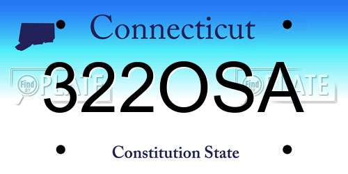 322OSA Connecticut License Plate
