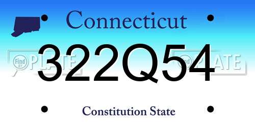 322Q54 Connecticut License Plate