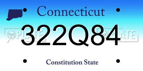 322Q84 Connecticut License Plate