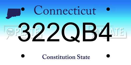 322QB4 Connecticut License Plate