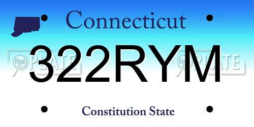 322RYM Connecticut License Plate