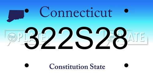 322S28 Connecticut License Plate