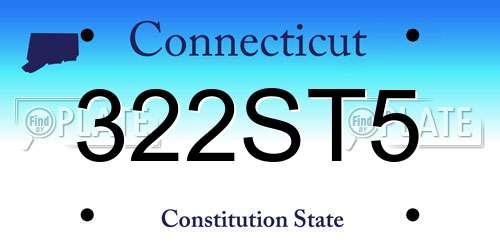 322ST5 Connecticut License Plate