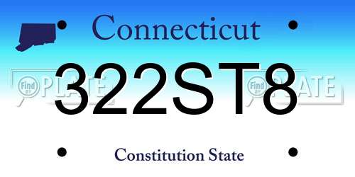 322ST8 Connecticut License Plate