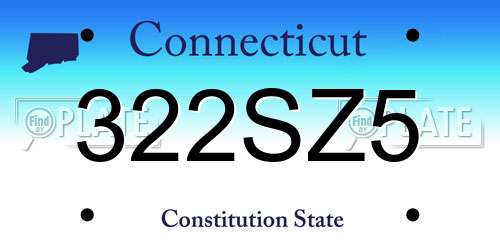 322SZ5 Connecticut License Plate