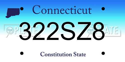 322SZ8 Connecticut License Plate
