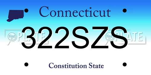 322SZS Connecticut License Plate