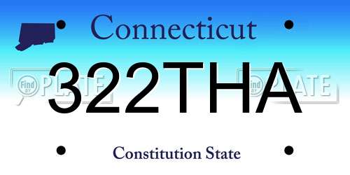 322THA Connecticut License Plate