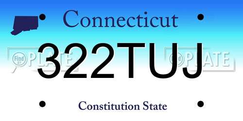 322TUJ Connecticut License Plate