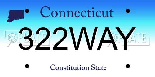 322WAY Connecticut License Plate
