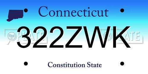 322ZWK Connecticut License Plate