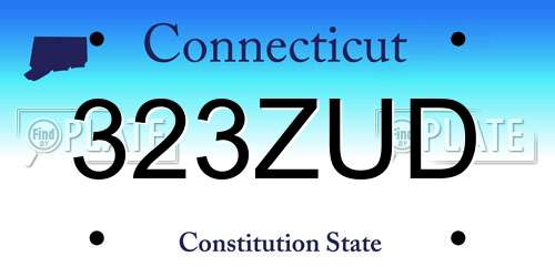 323ZUD Connecticut License Plate