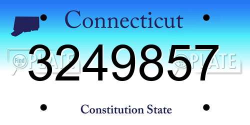 3249857 Connecticut License Plate