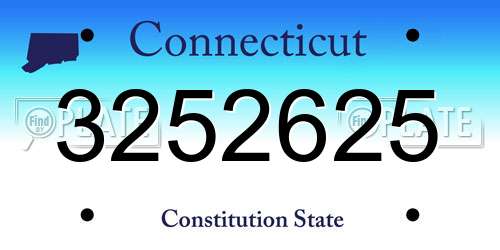 3252625 Connecticut License Plate