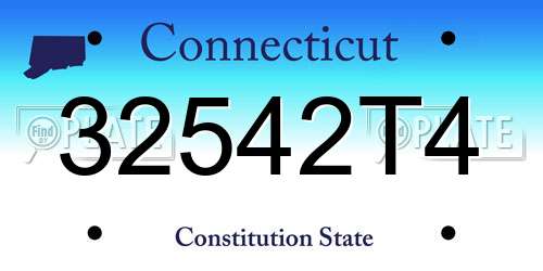 32542T4 Connecticut License Plate