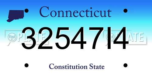 32547I4 Connecticut License Plate