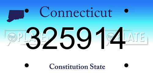 325914 Connecticut License Plate